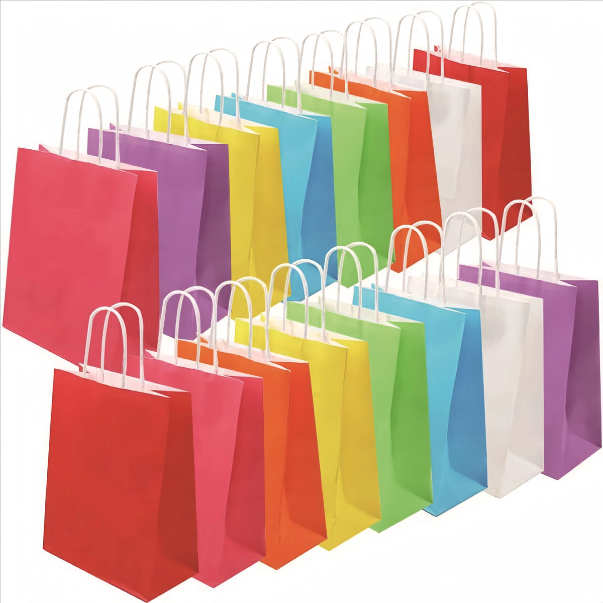 16 Colors Paper Wedding Party Bags Candy Gift Bags with Handles Colored Paper Bags for Kids Party