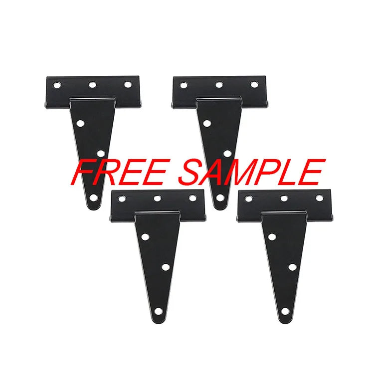 4 Inch Heavy Duty Hinge Door Barn  Hinges Black Wrought Hardware Iron Rustproof T-Strap Shed Strap Cabinet Hinge