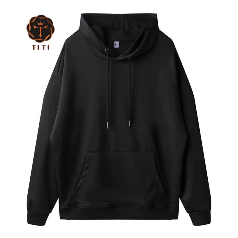 Autumn Winter Twill Shoulder Hoodie Hot Selling Casual Loose Student Sports Long Sleeved Embroidered Plain Dyed Solid Pattern