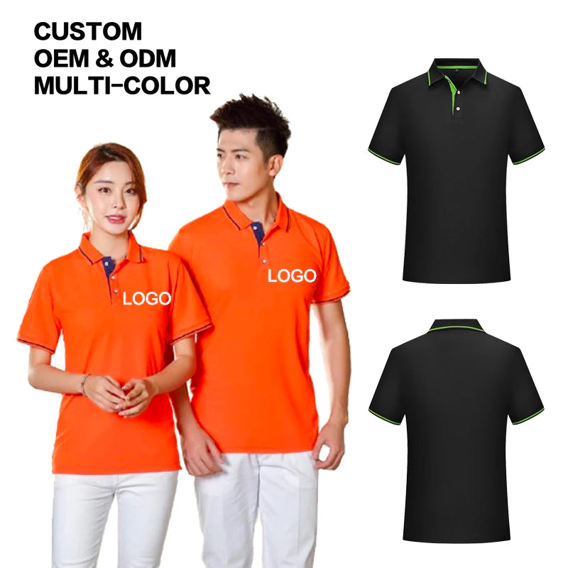 Business Custom Embroidery Printing Logo 190GSM Polyester Men's Polo Shirts Short Sleeve Summer Golf Shirt Casual Collared Shirt