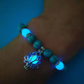 Natural Stones Luminous Glowing in the Dark Lotus Flower Shaped Charm Bracelet for Women Yoga Prayer Buddhism Jewelry