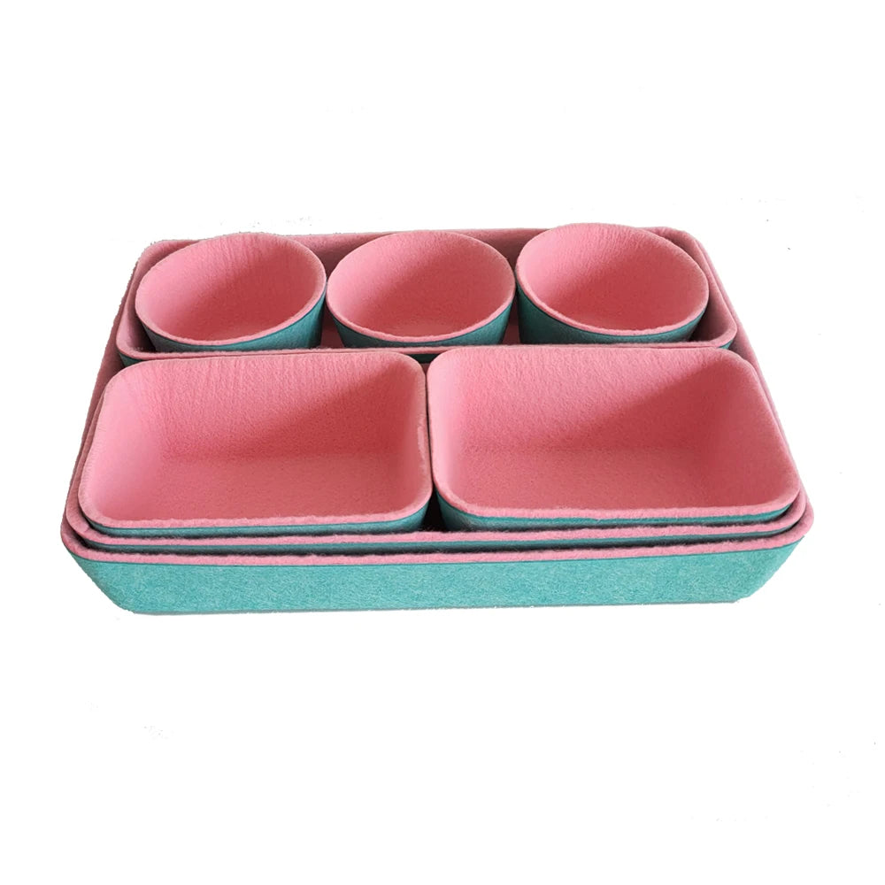 8 Pack  Felt Desk Storage Case Customized Drawer Organizer Trays Desktop Organizer Bin Using for Drawer
