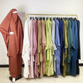 Beautiful Modest Arab Muslimah Dubai Simple 2pcs Long Prayer Dress Khimar Hijab Jilbab Abaya Muslim Clothing Wholesale