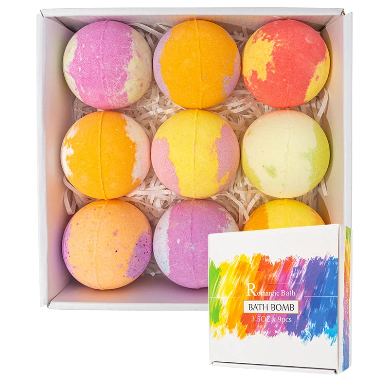 Customized Packaging Bubble Organic Bath for Bomb for Kids Vegan Rainbow Color Luxury Bath Fizzies Gift Set