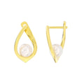 RINNTIN GPE68 Pearl Heart Earrings Ladies 14K Gold Plated Sterling Silver Irregular Oval Shaped Stud Earrings