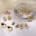 VKME Vintage Gold Plated Hoop Geometric Earrings for Women Punk Jewelry