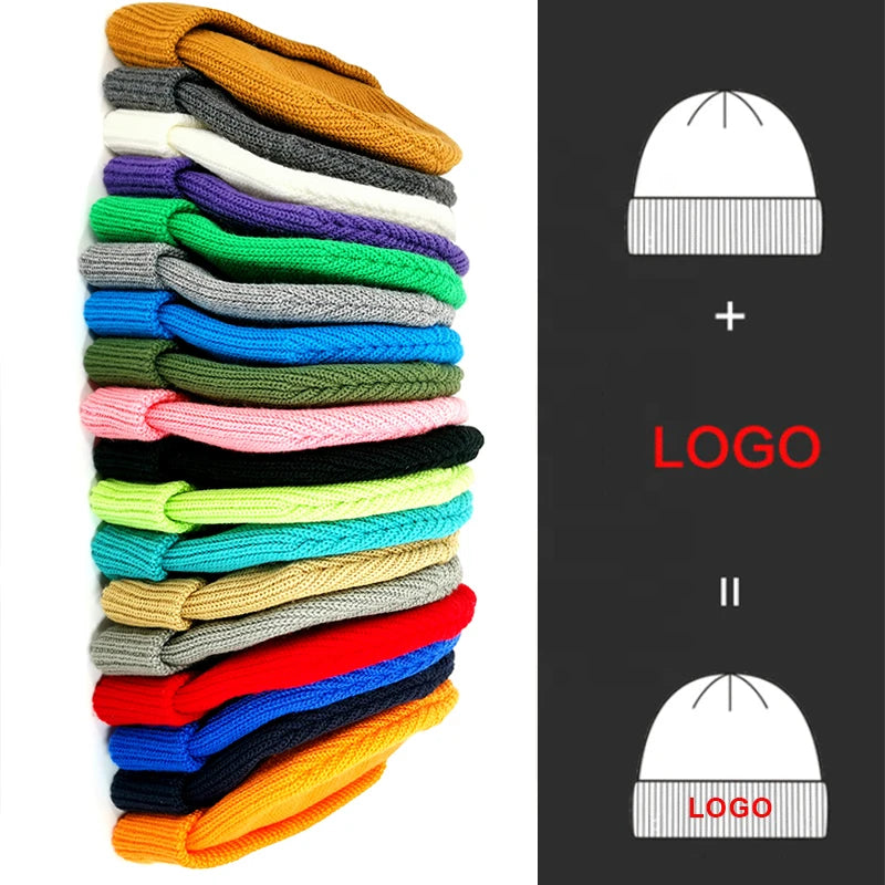 2022 Custom Knit Slouchy Skull Beanie Hat Acrylic Plain Blank Ski Applicable for Beach and Business Scenes