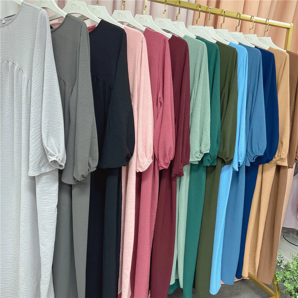 Women's Polyester Polyester Muslim Fashion Robe Dubai Abaya Turkey Middle East Islam Party Gown Lantern Plus Size Summer