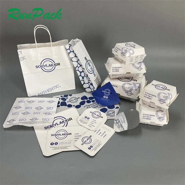 Eco-Friendly Custom Logo Kraft Gift Shopping Bag Handmade Biodegradable Bag Art Handle for Pizza Sushi OEM Service Accepted