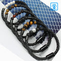 New Design Braided Leather Bracelet Natural Stone Beaded Magnetic Buckle Bracelet for Men