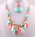 Fashion Jewelry Summer Resin Necklace Set Wholesale Gold Chain Multilayers Water Drop Acrylic Necklace Earring Jewelry Sets