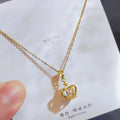G2563 Wholesale Collier Stainless Steel Chain 18K Gold Plated Crystal Rhinestone Queen Tiara Crown Necklace Jewelry Necklaces