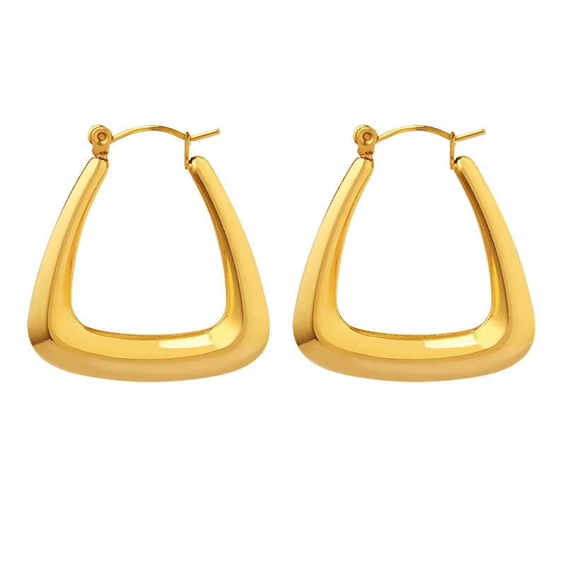 Personalized 18K Gold Stainless Steel Irregular U Shaped Circle Earrings Geometric PVD U Circle Hoop Fashion Customizable