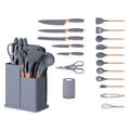 Popular Silicone 19pcs Kitchen Utensil Set  Kitchen Utensil with Holder Wooden Handle Color Box Package Ready to Ship Stocked