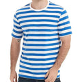 New Summer Men's Stripe Printed Short Sleeved T-shirt Round Neck Sports Casual T-shirt Fitness Top