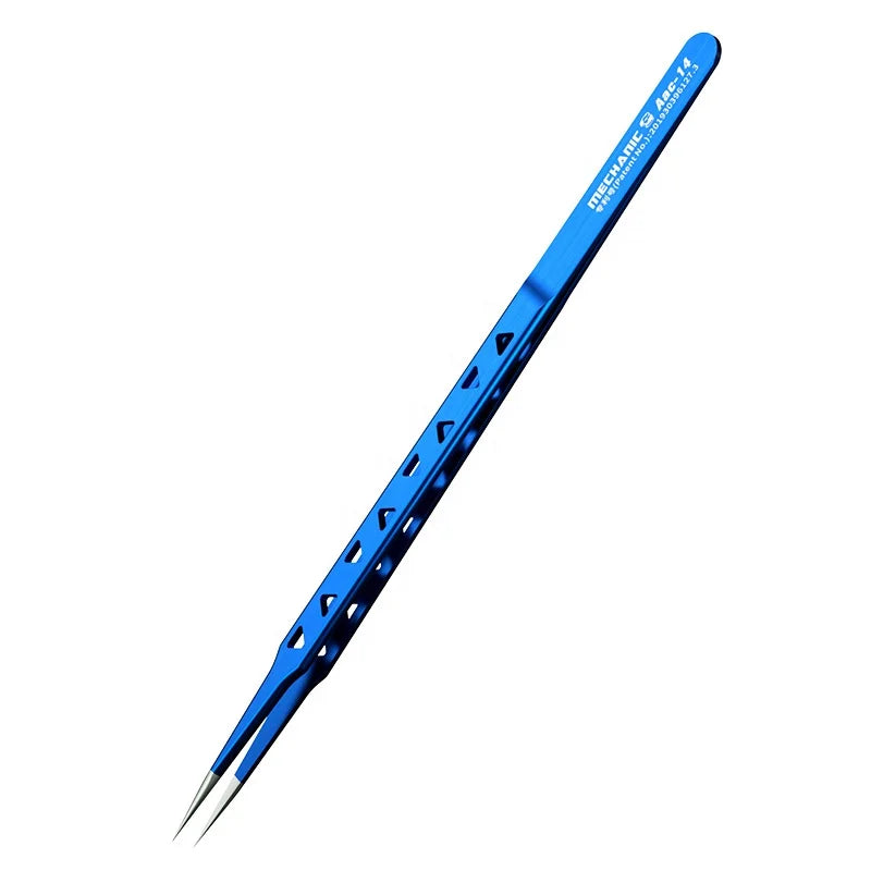 MECHANIC Aac14 Stainless Steel Tweezers  8 Hole Heat Dissipation 16CM Forceps for Phone Flying Wire Spot Welding IC Chip