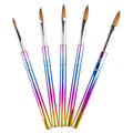Gradient Color Alloy Aluminum Kolinsky Acrylic Nail Brushes Nail Art Tool Nail Polish Brush Set Painting Pen for Gel Builder