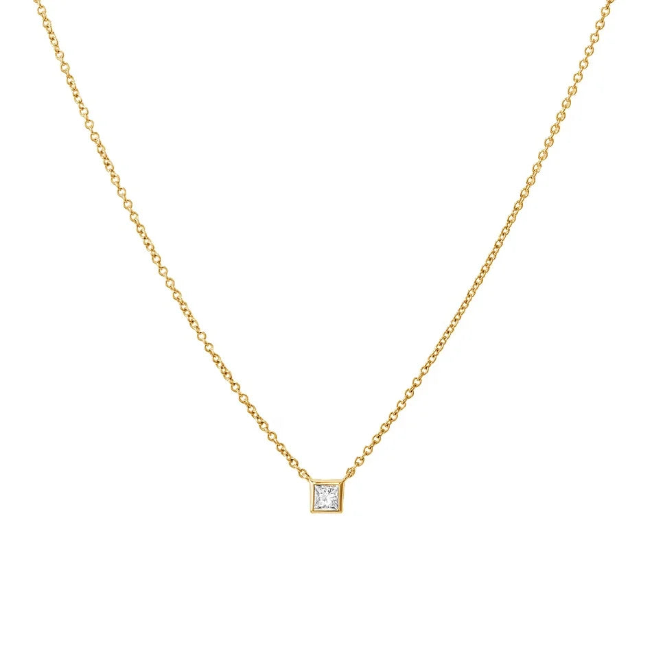 Wholesale Gold Jewelry Necklace for Women 925 Sterling Silver 18k Gold Plated square Diamond Pendant Necklace