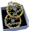 QIUHAN Personalized Round Shape Double Color Nameplate Earrings Custom Twist Name Earrings for Girl's Jewelry