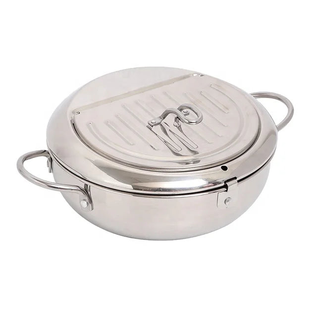 Cookware Potato Chip Round Thermometer Stainless Steel Deep Fryer Pot Kitchen Cookware Tempura Fryer Pot French Fries Pot