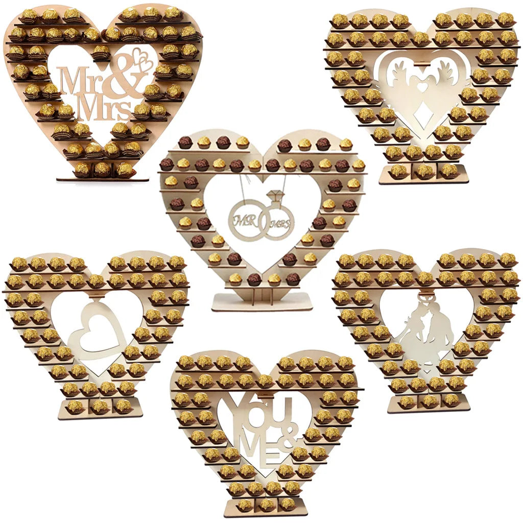 Wholesale Heart-Shaped Wooden Chocolate Display Stand Creative Eco-Friendly Wall Hanging for Decoration and Crafts Dropshipping