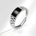 Europe Hot Selling Black Oil Drop 925 Silver Rings Fashion Punk S925 Sterling Sliver Adjustable Rings for Women