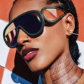 Fashion Vintage Wide Leg One Piece Oversized Sun Glasses UV400 Shield Shaped Y2k Sunglasses Women Men