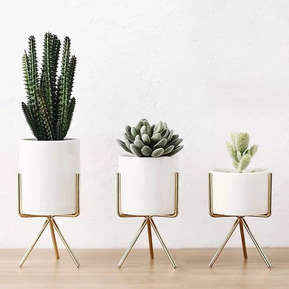 Flower Pot Indoor Mid Century Style Plant Stand Modern Vase Mini Office Plant Display Kits Powder Coated Metal Iron High Quality