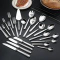 Luxury Disposable Hand Forged304 Stainless Steel Heavy Weight Silver Flatware Set Vintage Ribbed Handle for Hotel Wedding