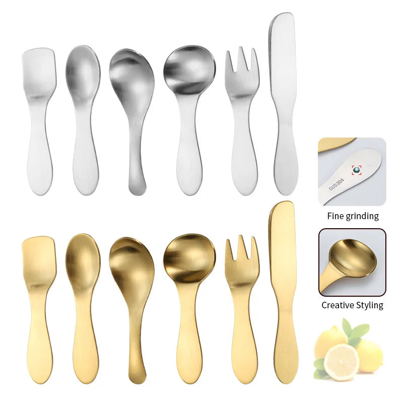 304 Mini Stainless Steel Flatware Set Dessert Knife Fork and Spoon Silverware Children's Cutlery Set