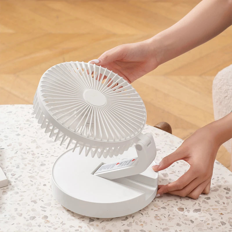 Portable 3 Speed Strong Wind  Auto Rotation Wind Desktop Folding Fan LED Lamp for Home Office Bedroom