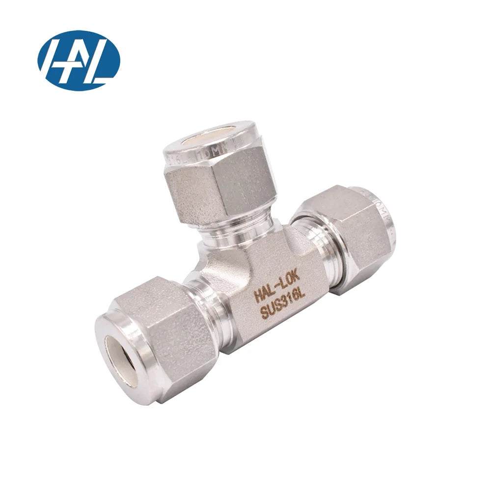 Swagelok Type Stainless Steel 10mm Union Tee Fitting Polished Pipe Fittings for 3-Way Connections Forged Welded Model Head