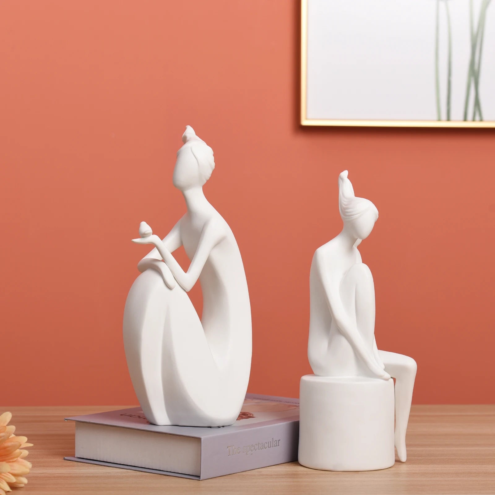 White Minimalist Elegant Woman State Meditating Decorative Lady Figurine for Home Office Desk