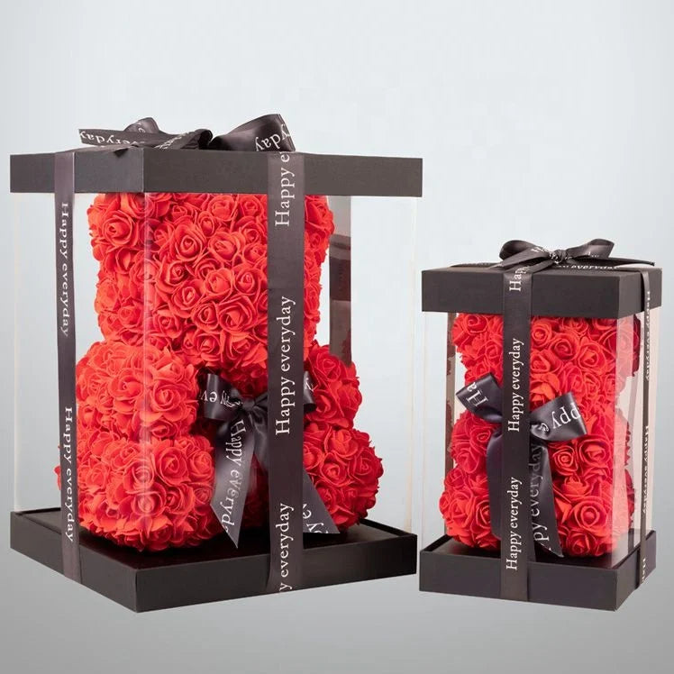 OurWarm Mothers Valentines Day Gift Artificial Flowers Superior Quality Teddy Rose Bears With Box