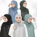 2022 New Muslimah Fashion Instant Plain Chiffon Hijab Bead Zipper Shawl Ready to Wear Zip Borong Tudung