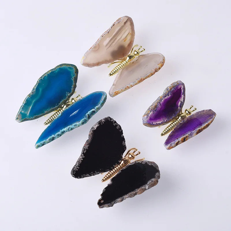 Wholesale Natural Colorful Agate Slice Butterflies for Gift