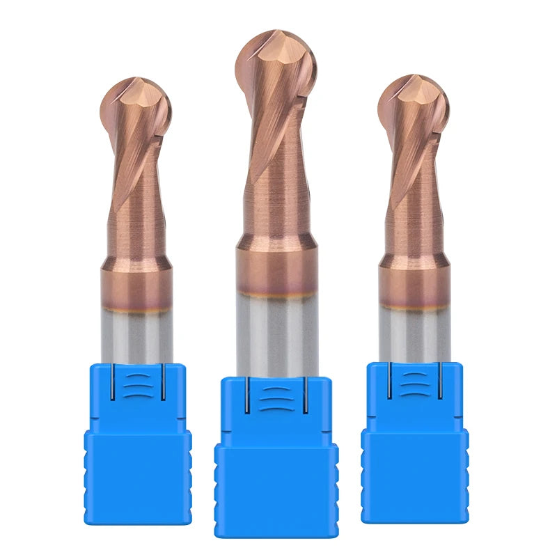 HUHAO Two Flutes Slotting Metal Ball Nose End Mills Coated Tungsten Steel End Mill Cnc Milling Cutter Carbide End Mills