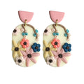 Wholesale Retro Mix Round Oval Colorful Plant 3d Flower Polymer Handmade Clay Earrings Women Fashion Jewelry