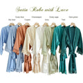 Wholesale Relax Fitting With Lace Trim Silk Satin Kimono Robe Bride Bridesmaid Flower Girls Women's Morning Dress Sleepwear