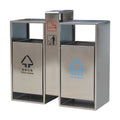 Outdoor Double Compartment Large Steel Garbage Trash Can Outside Street Metal Rubbish Litter Bin Public Recycle Dust Bin