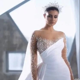 S6986F Drop Shipping New Saton High -end Long -sleeved Lace Slim -fit Bride Plus Size Ball Gown Wedding Dresses