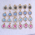 18K Gold Plated CZ Pave Horror Geometric Heart Triangle Round Teardrop Oval Rectangle Realistic Evil Eyes  Eyeball Pendants