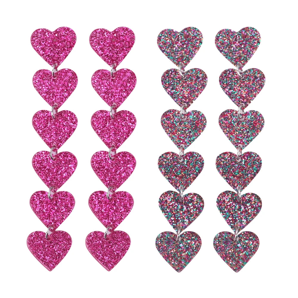 Sequin Ornaments Party Sweet Girl Fashion Jewelry Love Long Earrings Ins Romantic for Women Tassel Heart Pink Acrylic Trendy FS