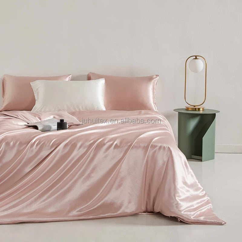 22 Momme 100% 6A Pure Silk Bedding Set Silk FItted Sheet Flat Sheet Luxury Silk Bedding