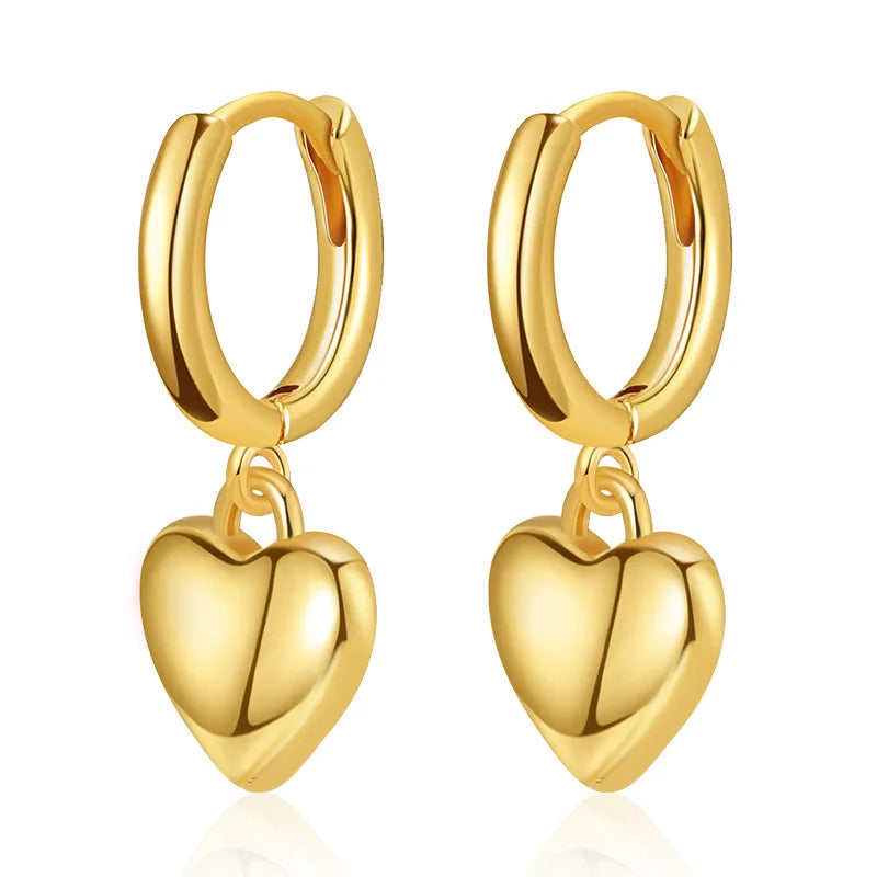 Fashion Simple Gold Peach Heart Pendant Earrings French Retro Heart-shaped Temperament 18K Gold Plated Earrings Fashion Jewelry