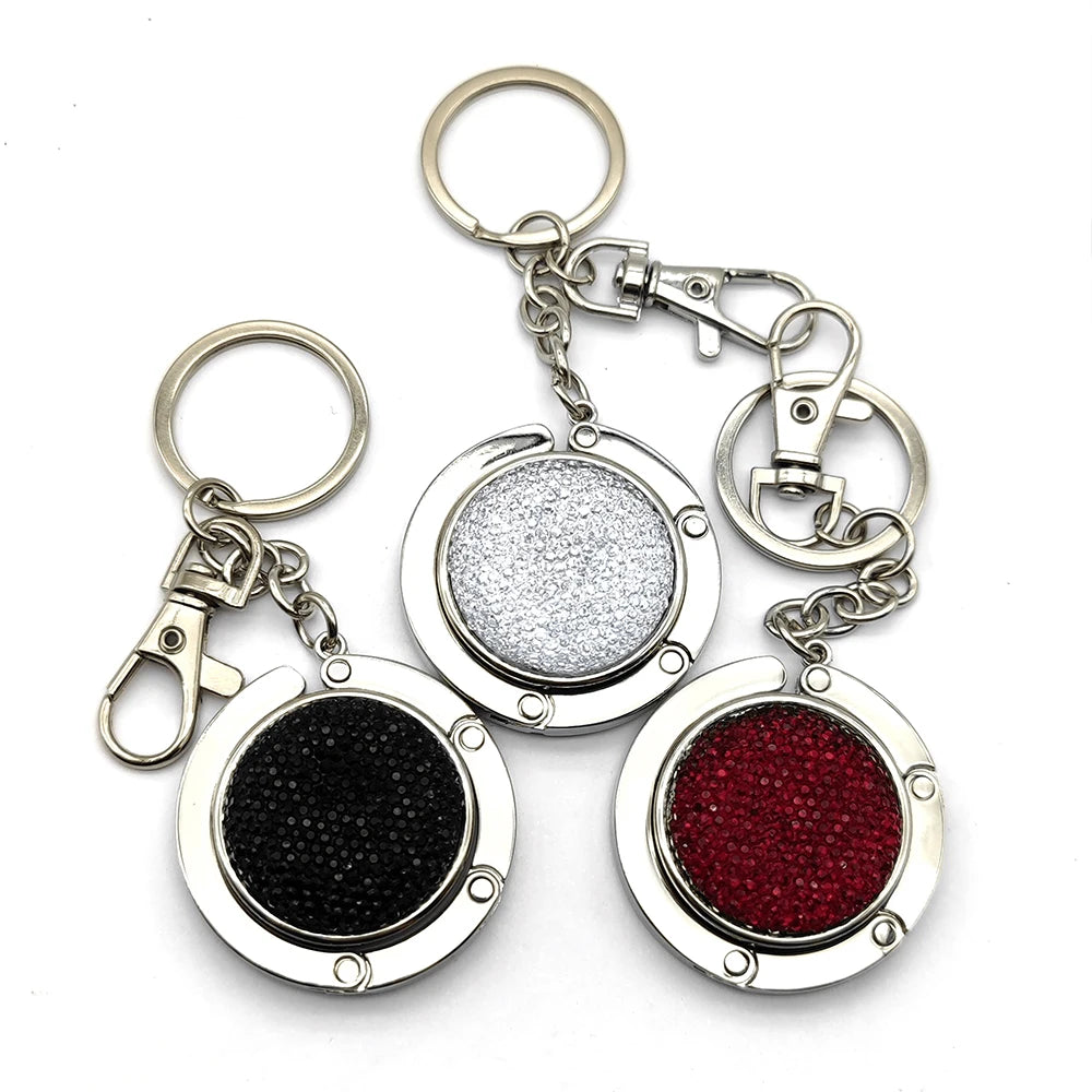 Portable Handbag Table Hook Colorful Stone Resin with Keychain  Holder for Purses