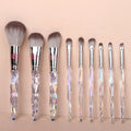 Premium Crystal Cosmetic Brush 9pcs Face Soft Eco Friendly Clear Transparent Handle Vegan Private Label Makeup Brushes