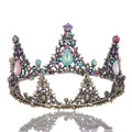 Retro Baroque Rhinestone Round Crown Bride Wedding Large Crown Headdress