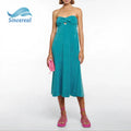 Custom Summer Women Cloth Versatile Detachable Shoulder Straps Casual Terry Towel Casual Midi Dress