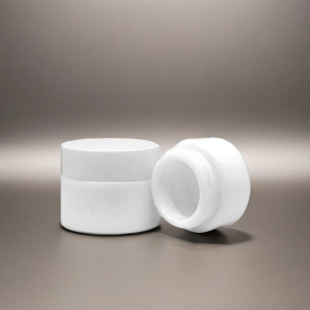 Luxury Cream Glass Jars with Plastic Cap 10g-120g Range Frosted White Finish for Cosmetic Eye Cream